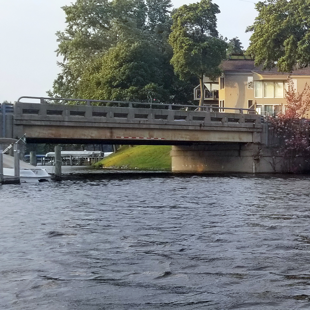 Bear Lake channel bridge North Muskegon - the bridge height limits boat size entering the lake