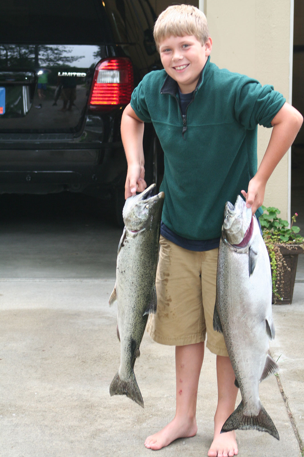 Salmon caught in Lake Michigan about a mile outside the Mona Lake Channel