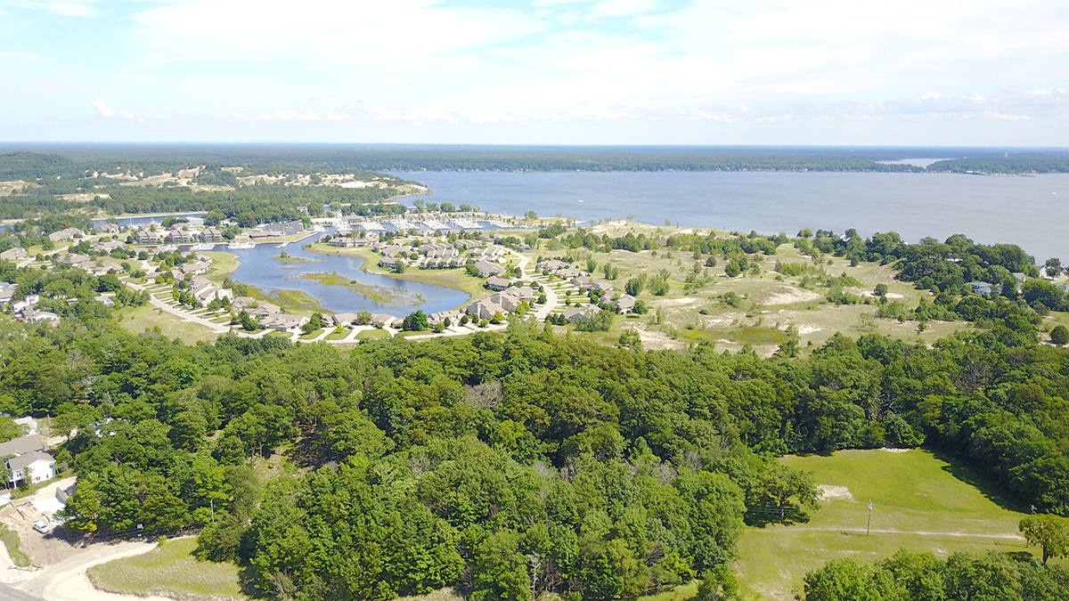 Harbor Town condos on Muskegon Lake Michigan waterfront